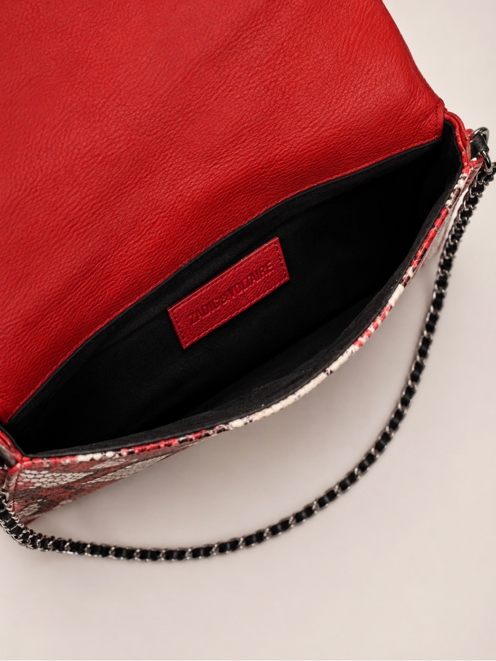 Zadig & Voltaire Red and White Python-Print Chain Sho… - Gem